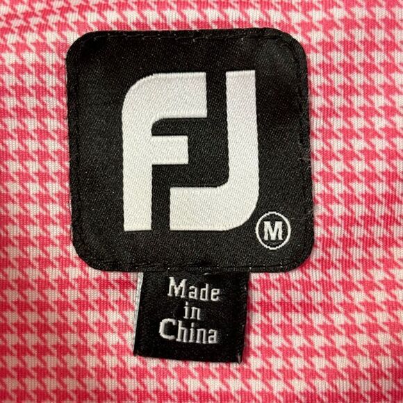 FootJoy Heather Lisle Houndstooth Self Collar Golf Polo Pink Azalea / White medi - Picture 4 of 10